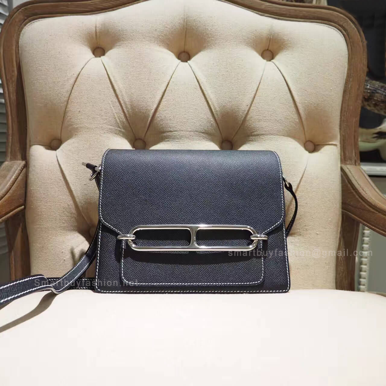 Hermes Roulis 23 Bag in ck89 Noir Epsom PHW